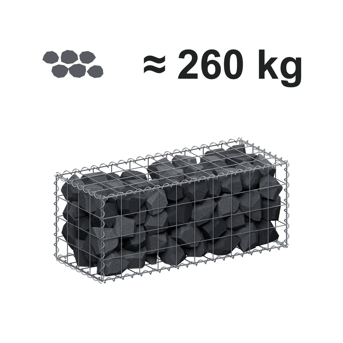 Schanskorf 100 cm x 40 cm x 40 cm (L x H x D), maaswijdte 10 cm x 10 cm, spiraalvormig