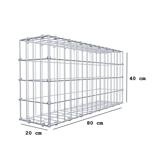 Gabione 80 cm x 40 cm x 20 cm (L x H x T), Maschenweite 5 x 10 cm, Spiralring