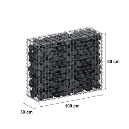 Gabion 100 cm x 80 cm x 30 cm (L x H x P), mailles 5 cm x 5 cm, spirale