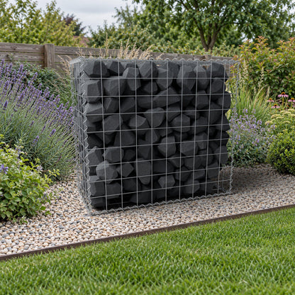 Schanskorf 100 cm x 90 cm x 50 cm (L x H x D), maaswijdte 10 cm x 10 cm, spiraalvormig