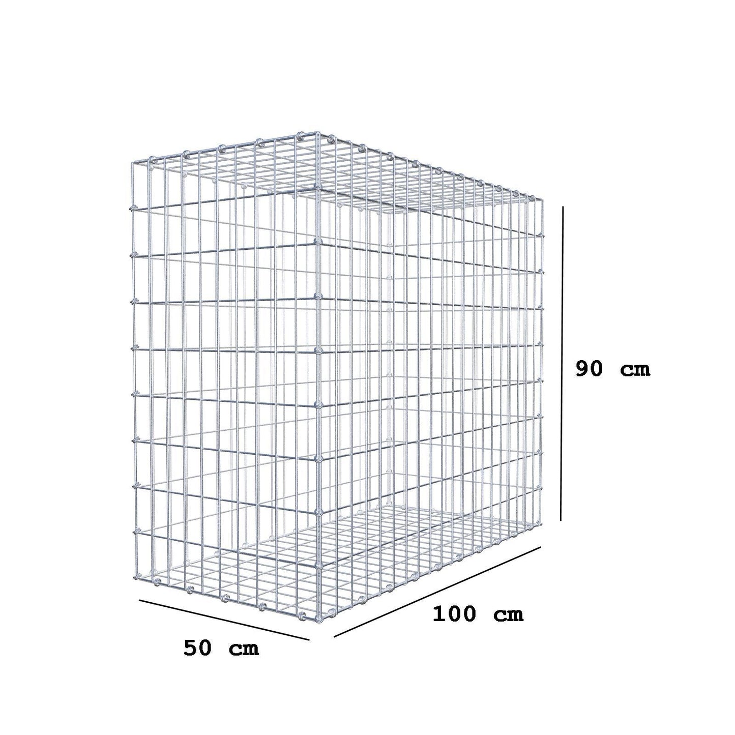 Schanskorf 100 cm x 90 cm x 50 cm (L x H x D), maaswijdte 5 x 10 cm, spiraalring