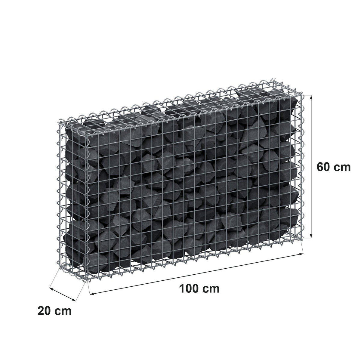Schanskorf 100 cm x 60 cm x 20 cm (L x H x D), maaswijdte 5 cm x 5 cm, spiraalvormig