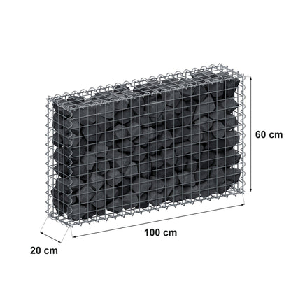 Schanskorf 100 cm x 60 cm x 20 cm (L x H x D), maaswijdte 5 cm x 5 cm, spiraalvormig