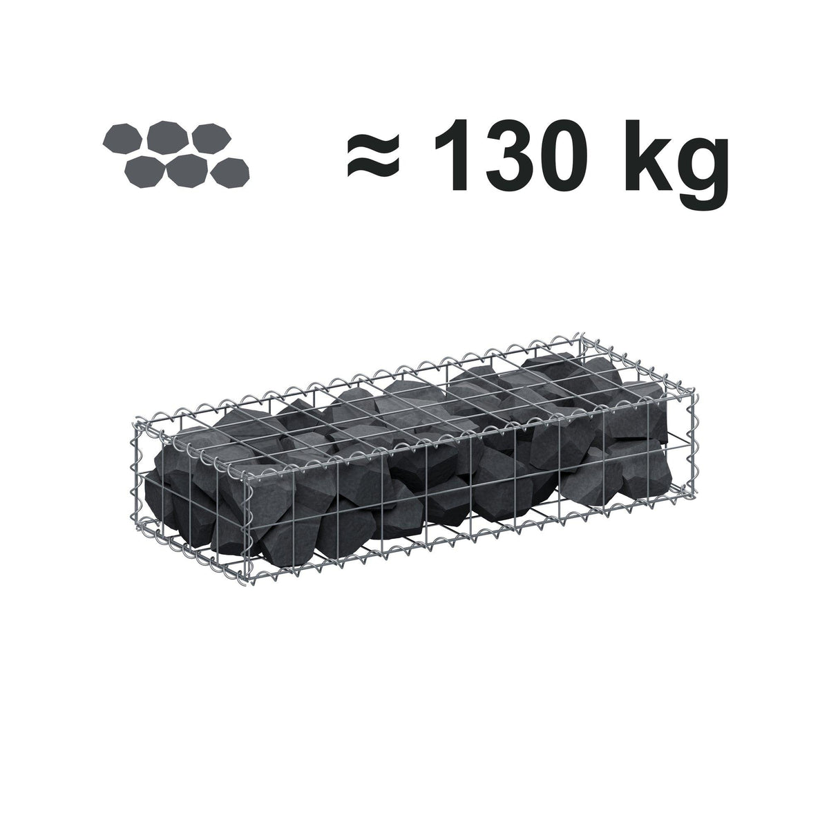 Gabion 100 cm x 20 cm x 40 cm (L x H x D), mesh size 10 cm x 10 cm, spiral