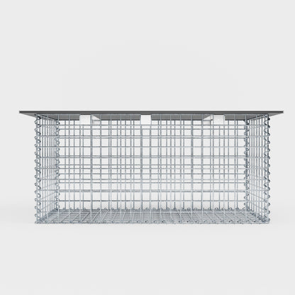 Banco de jardín de gaviones en espiral 105 x 50 x 50 cm - MW 5 x 5 cm, con tablero reciclado en antracita