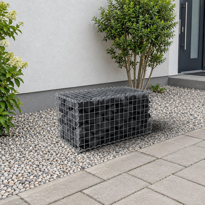 Schanskorf 80 cm x 40 cm x 40 cm (L x H x D), maaswijdte 5 cm x 5 cm, spiraalvormig