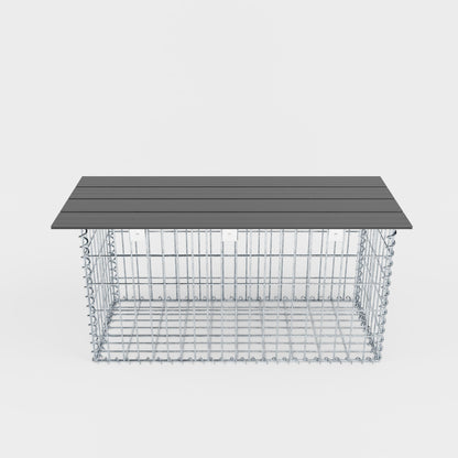 Banco de jardim gabião espiral 105 x 50 x 40 cm - MW 5 x 10 cm, com capa reciclada em antracite