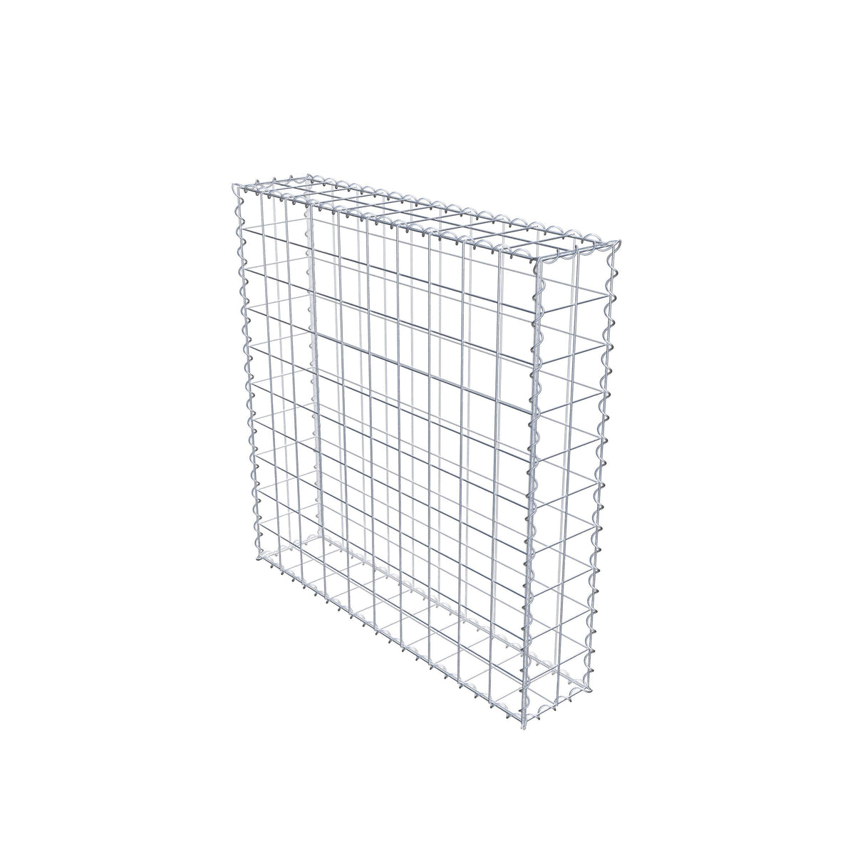 Gabion 100 cm x 100 cm x 20 cm (L x H x D), maskestørrelse 10 cm x 10 cm, spiral