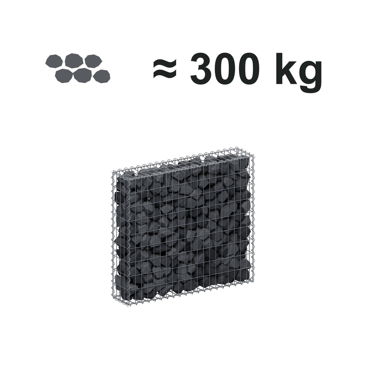 Gabion 100 cm x 90 cm x 20 cm (L x H x D), maskstorlek 5 cm x 10 cm, spiral