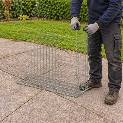 Gabion 100 cm x 90 cm x 40 cm (L x H x D), maskestørrelse 5 cm x 10 cm, spiral