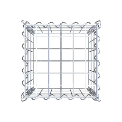 Opbouw schanskorf type 3 30 cm x 30 cm x 30 cm (L x H x D), maaswijdte 5 cm x 10 cm, spiraalvormig