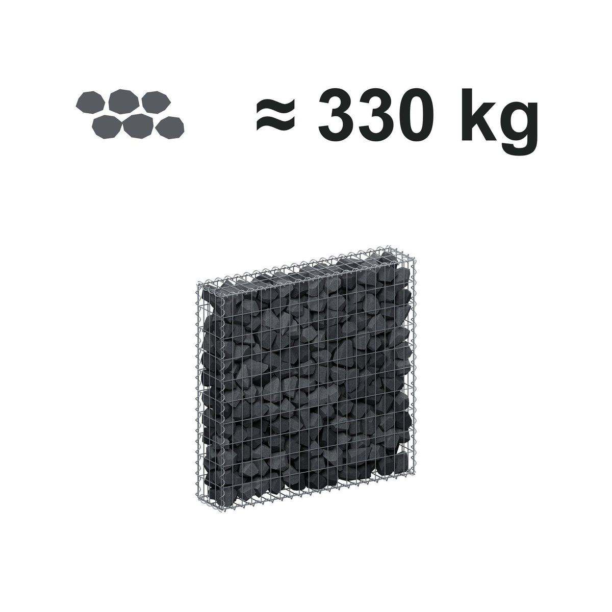 Gabion 100 cm x 100 cm x 20 cm (L x H x D), maskstorlek 5 cm x 10 cm, spiral