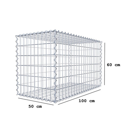 Schanskorf 100 cm x 60 cm x 50 cm (L x H x D), maaswijdte 5 cm x 10 cm, spiraalvormig