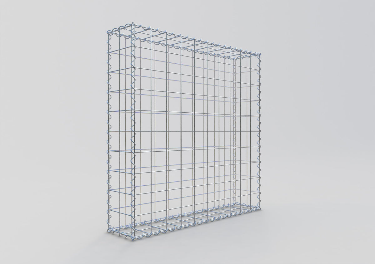Gabion 100 cm x 100 cm x 20 cm (L x H x D), maskestørrelse 10 cm x 10 cm, spiral