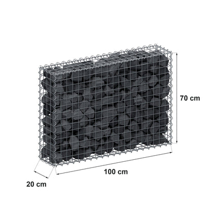 Gabion 100 cm x 70 cm x 20 cm (L x H x P), mailles 5 cm x 5 cm, spirale