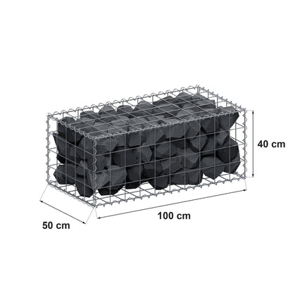 Gabion 100 cm x 40 cm x 50 cm (L x H x D), maskestørrelse 10 cm x 10 cm, spiral