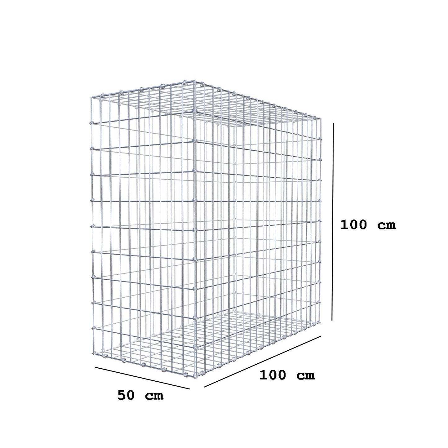Schanskorf 100 cm x 100 cm x 50 cm (L x H x D), maaswijdte 5 x 10 cm, spiraalring