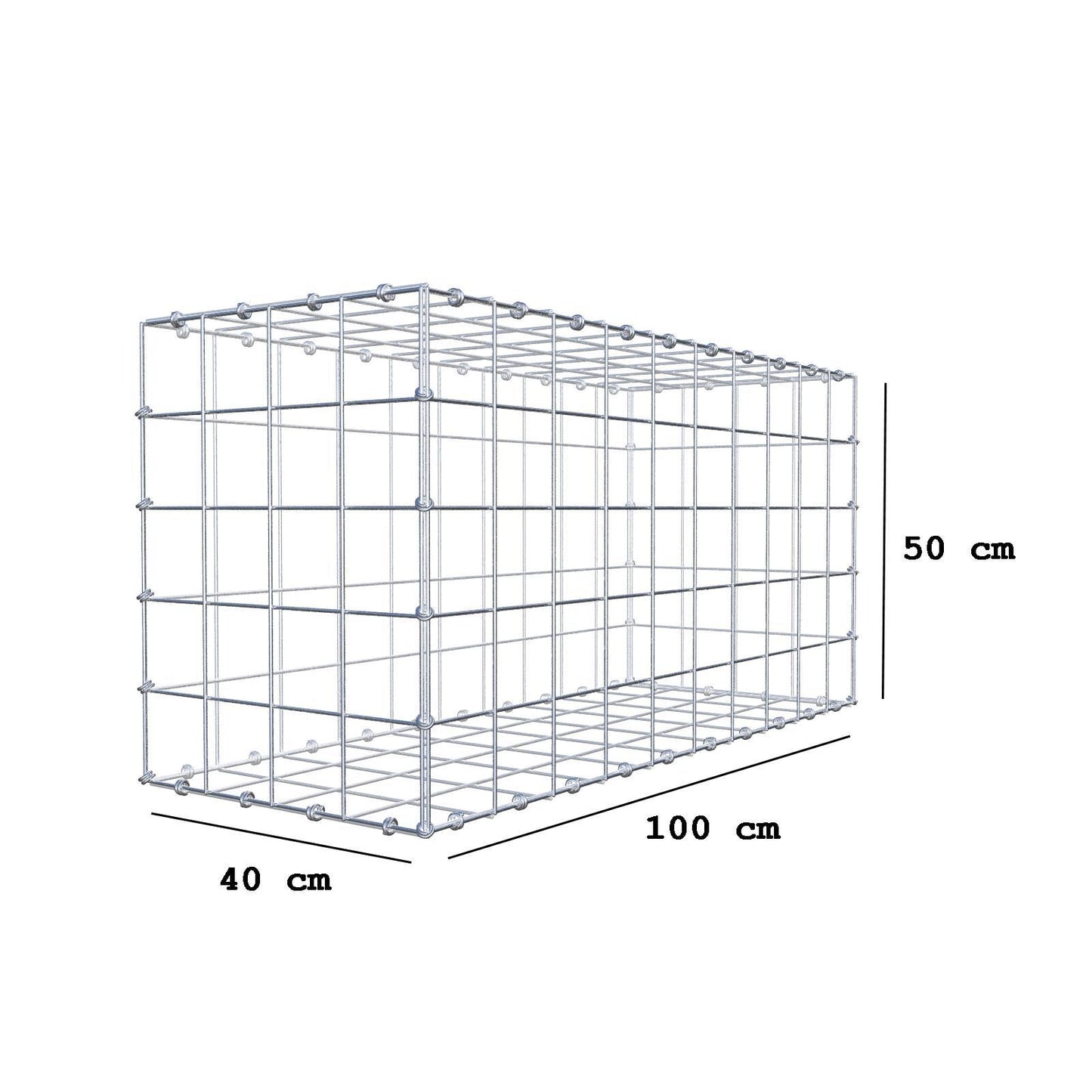 Schanskorf 100 cm x 50 cm x 40 cm (L x H x D), maaswijdte 10 x 10 cm, spiraalring