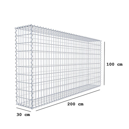 Gabion 200 cm x 100 cm x 30 cm (L x H x P), mailles 5 cm x 10 cm, spirale