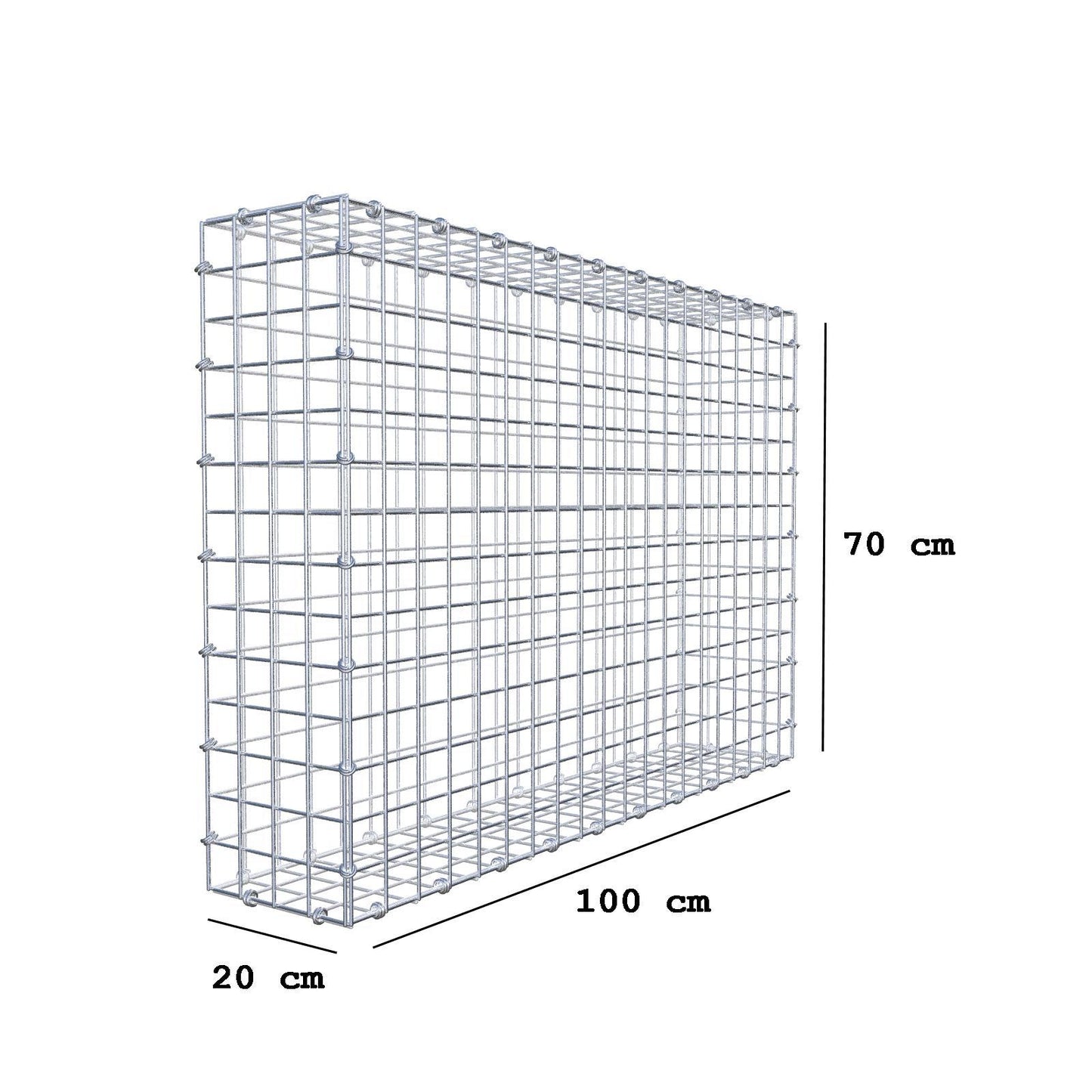 Schanskorf 100 cm x 70 cm x 20 cm (L x H x D), maaswijdte 5 x 5 cm, spiraalring