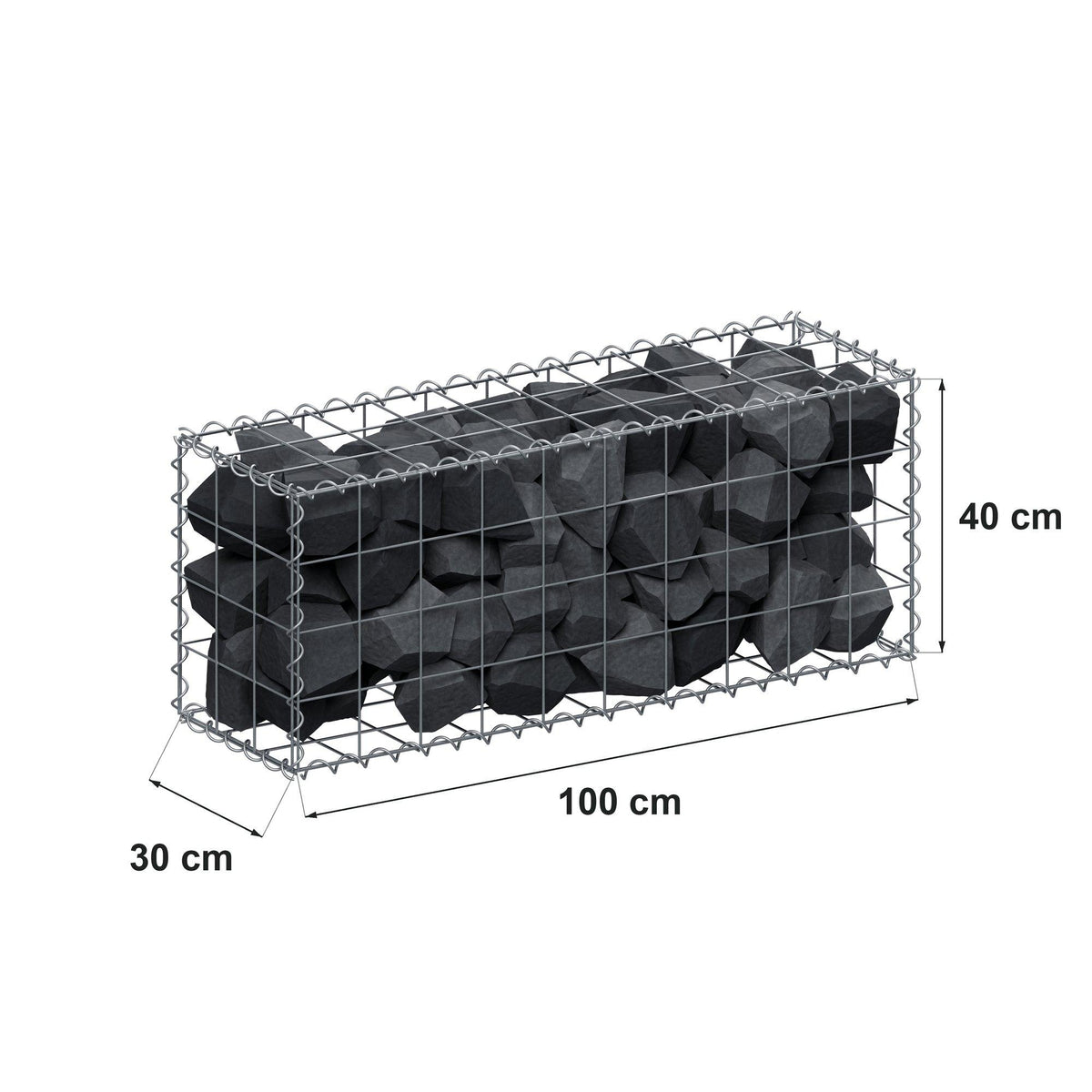 Gabion 100 cm x 40 cm x 30 cm (L x H x D), maskstorlek 10 cm x 10 cm, spiral