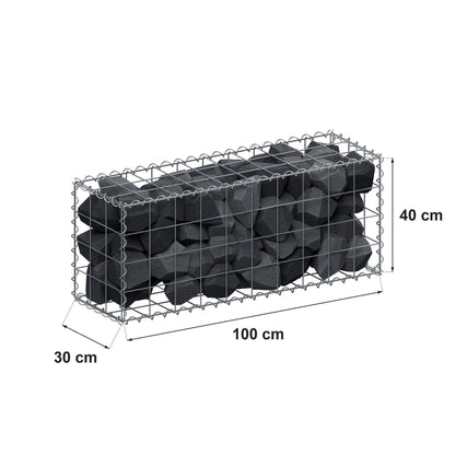 Gabion 100 cm x 40 cm x 30 cm (L x H x D), maskstorlek 10 cm x 10 cm, spiral