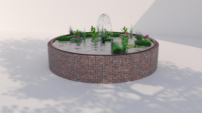 Schanskorf verhoogde vijver, rond, buitendiameter 202 cm, hoogte 80 cm, maaswijdte 5 x 5 cm, wanddikte 15 cm