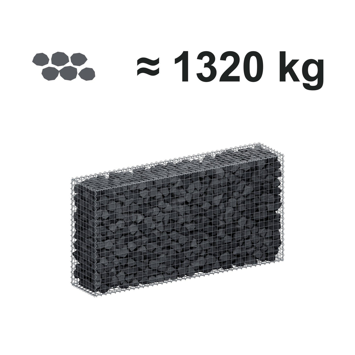 Gabione 200 cm x 100 cm x 40 cm (L x H x T), Maschenweite 5 cm x 5 cm, Spirale
