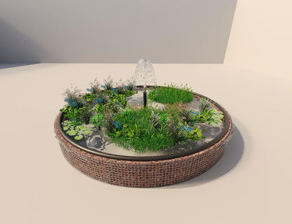 Gabion verhoogde vijver, rond, buitendiameter 472 cm, hoogte 50 cm, maaswijdte 5 x 5 cm, wanddikte 15 cm