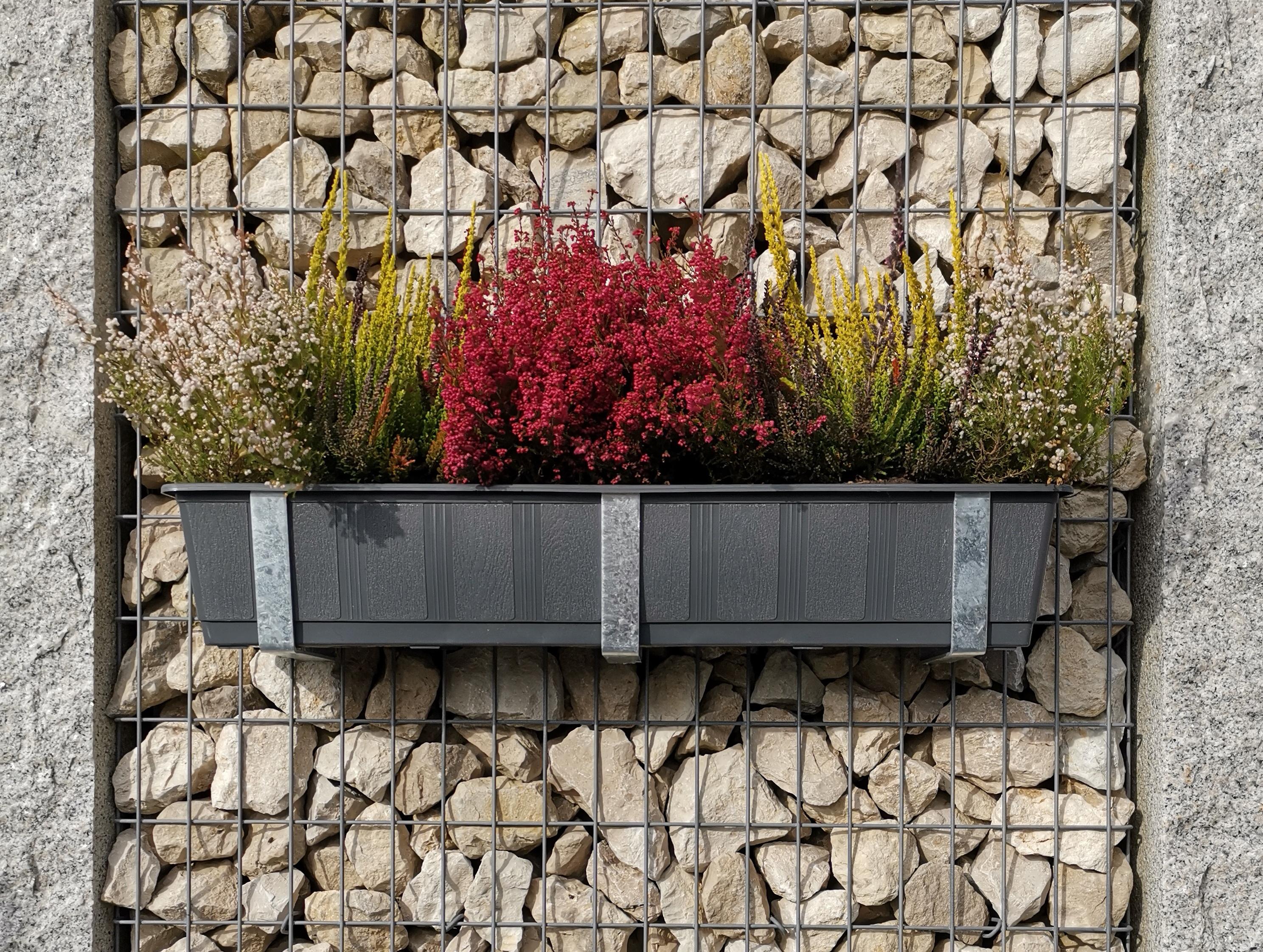 Galvanized flower box holder in a set of 3 including flower pot, for gabions MW 5 x 10