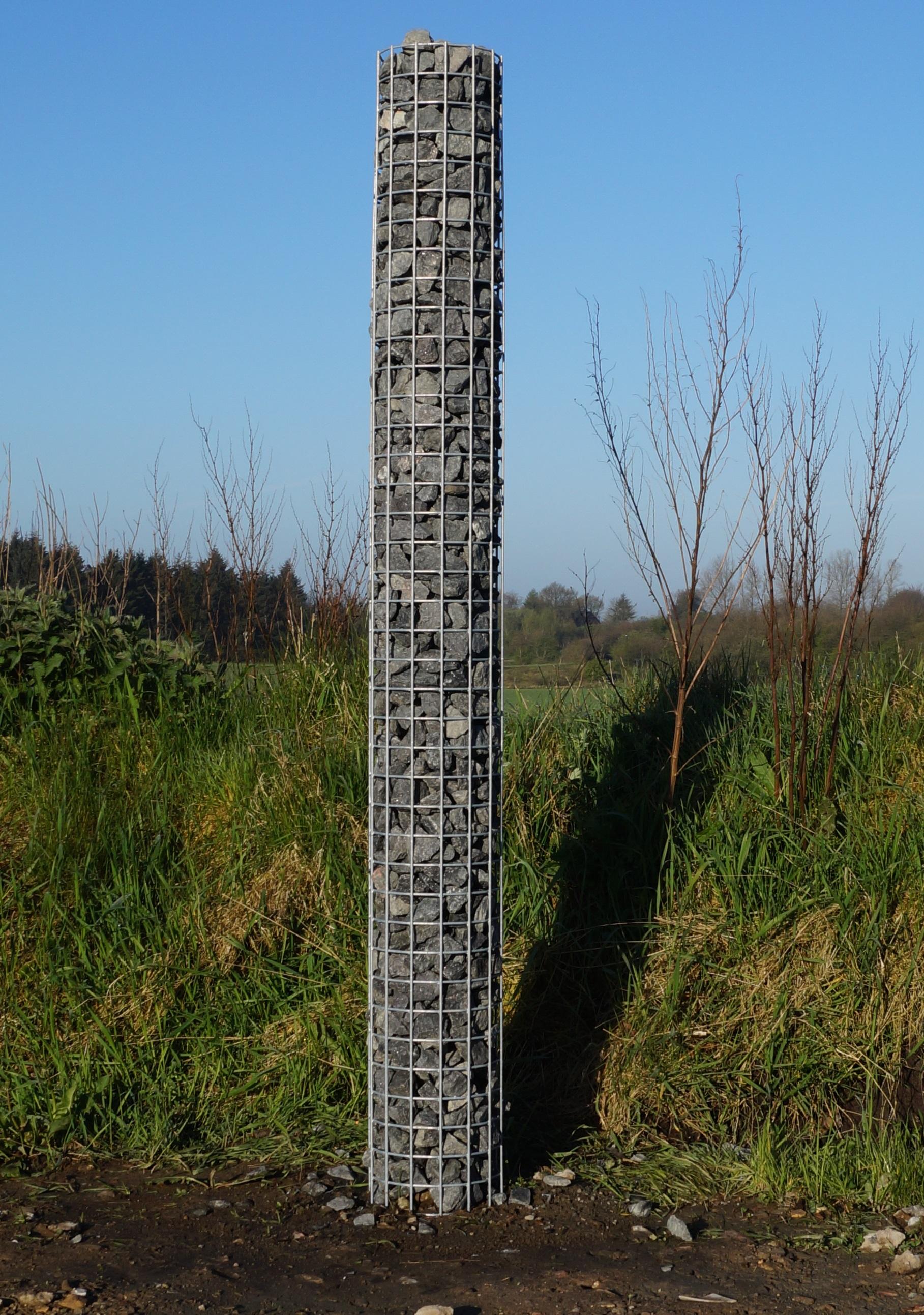 Colonne de gabion ronde galvanisée à chaud, 22 cm de diamètre, 200 cm de hauteur, MW 5 cm x 5 cm