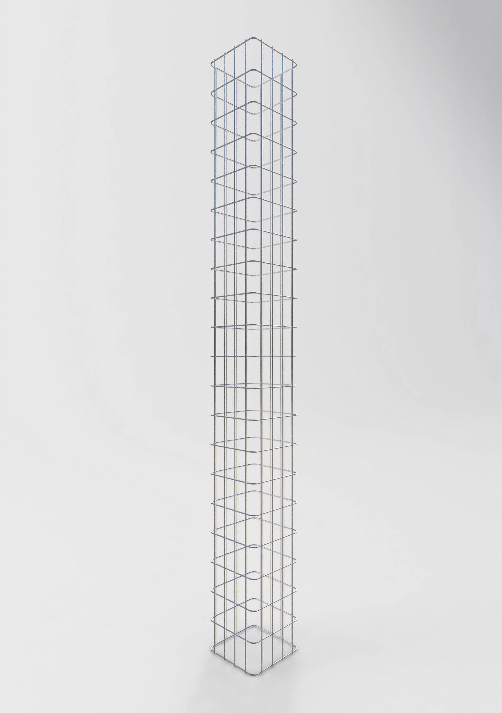 Colonne de gabion carrée galvanisée à chaud, 22 cm x 22 cm, hauteur 200 cm, MW 5 cm x 10 cm