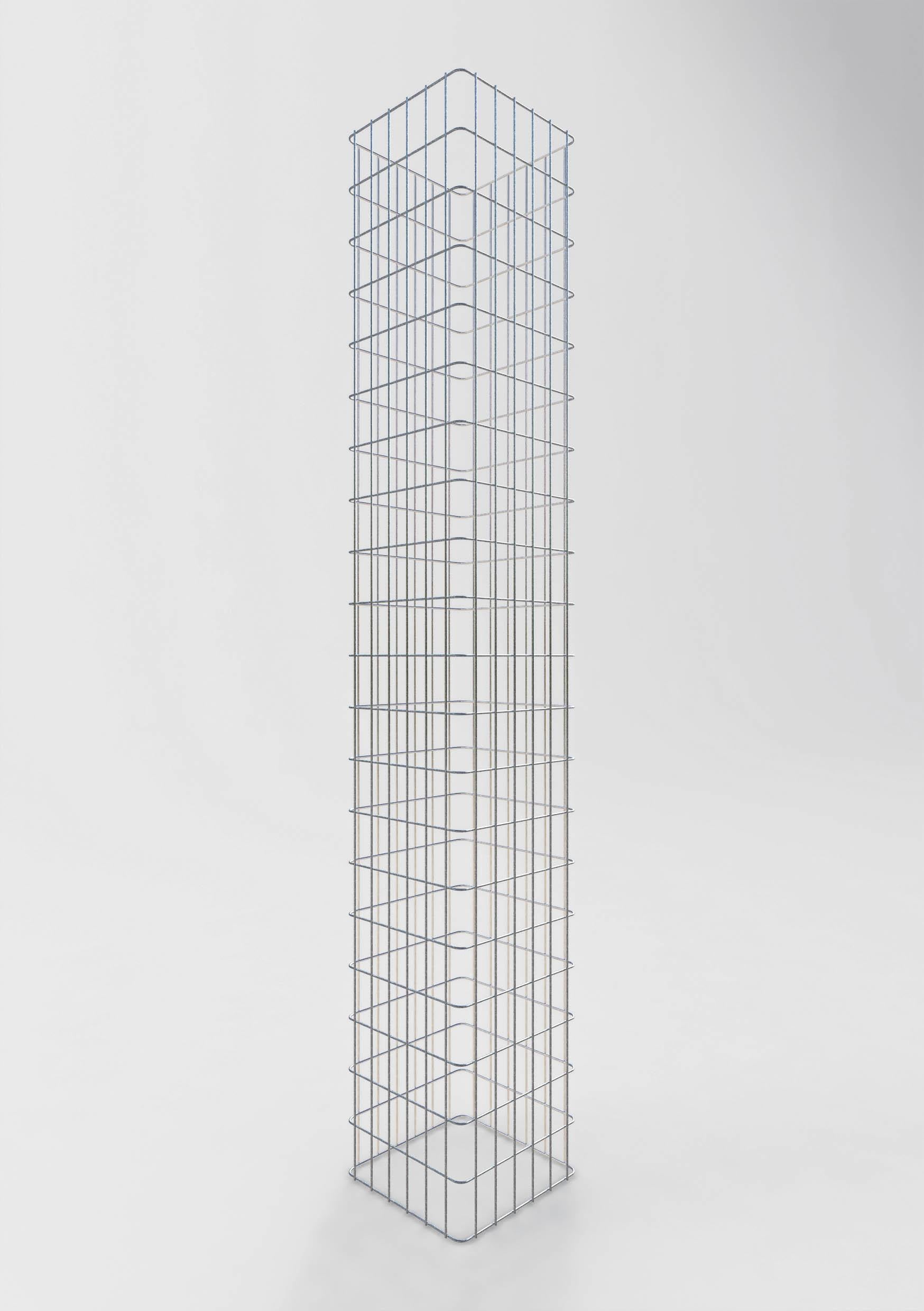 Colonne de gabion carrée galvanisée à chaud, 32 cm x 32 cm, 200 cm de hauteur, MW 5 x 10 cm