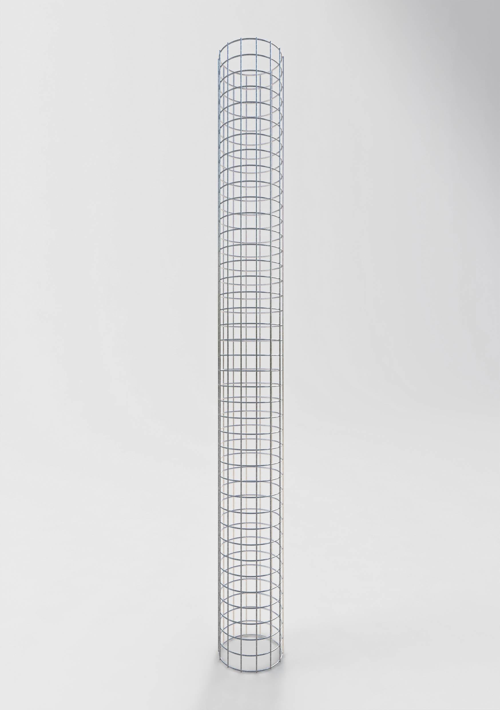 Colonne de gabion ronde galvanisée à chaud, 22 cm de diamètre, 200 cm de hauteur, MW 5 cm x 5 cm