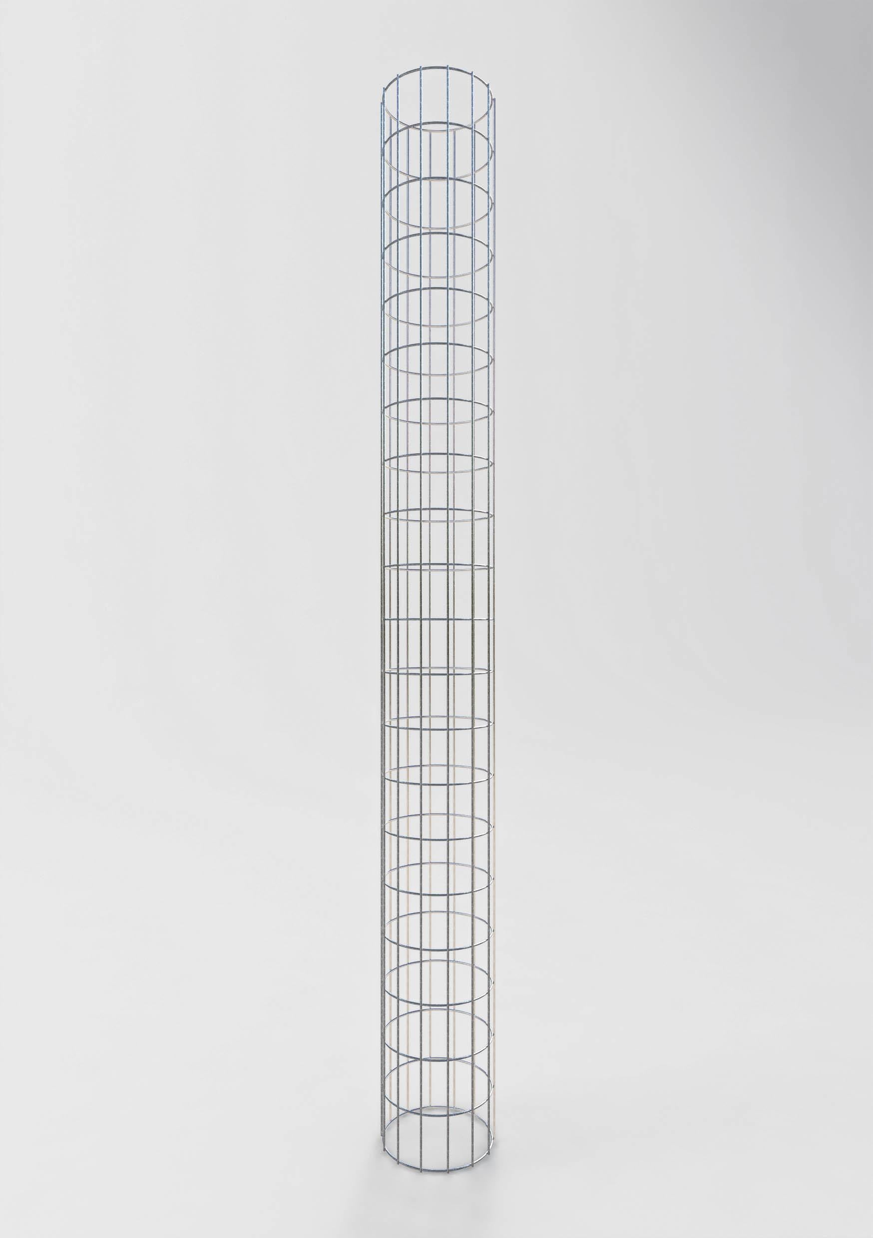 Colonne de gabion ronde galvanisée à chaud, 22 cm de diamètre, 200 cm de hauteur, MW 5 cm x 10 cm