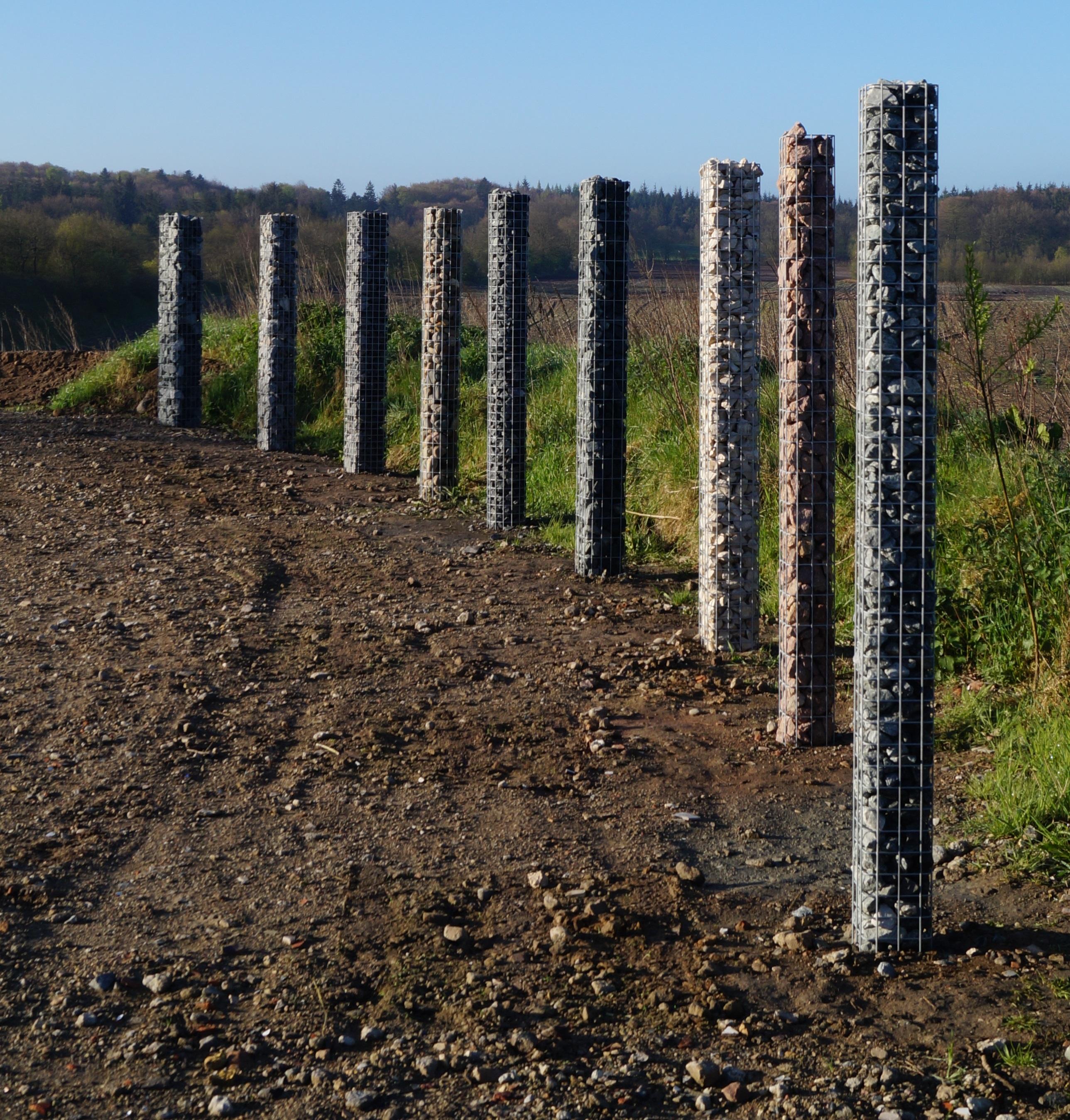 Colonne de gabion ronde galvanisée à chaud, 27 cm de diamètre, 200 cm de hauteur, MW 5 cm x 5 cm