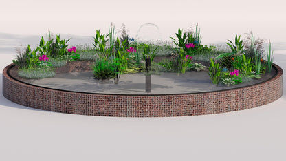 Tanque elevado de gabiões, redondo, diâmetro exterior 292 cm, altura 50 cm, dimensão da malha 5 x 5 cm, espessura da parede 15 cm