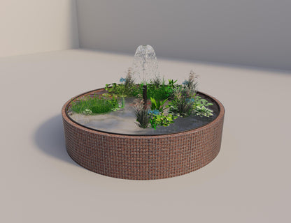 Gabion-hævedam rund, ydre diameter 352 cm, højde 80 cm, maskestørrelse 5 x 5 cm, vægtykkelse 15 cm