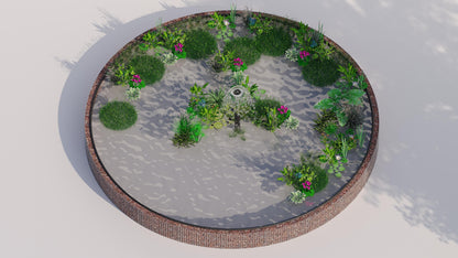 Tanque elevado de gabiões, redondo, diâmetro exterior 292 cm, altura 50 cm, dimensão da malha 5 x 5 cm, espessura da parede 15 cm